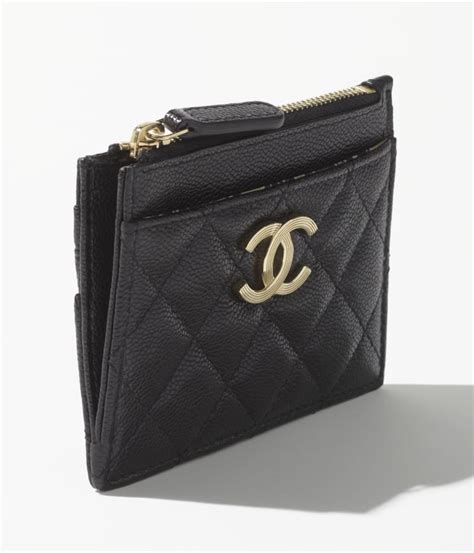 chanel card holder black metal|Chanel card holder zipped.